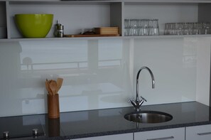 Fridge, microwave, dishwasher