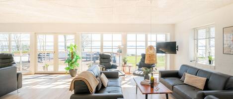 Télévision, cheminée, table de tennis de table