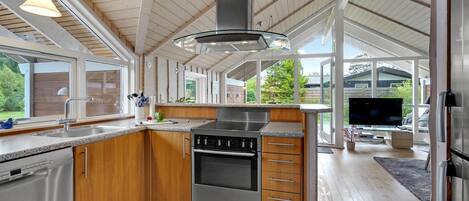 Kjøleskap, kokeplater, oppvaskmaskin og kaffetrakter/tekoker