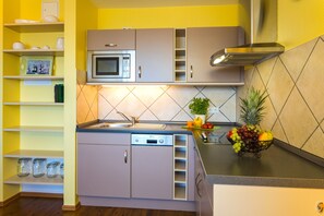 Fridge, microwave, dishwasher, high chair