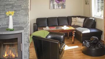 TV, lareira, DVD player