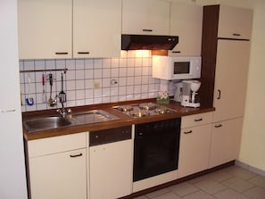 Fridge, microwave, oven, dishwasher