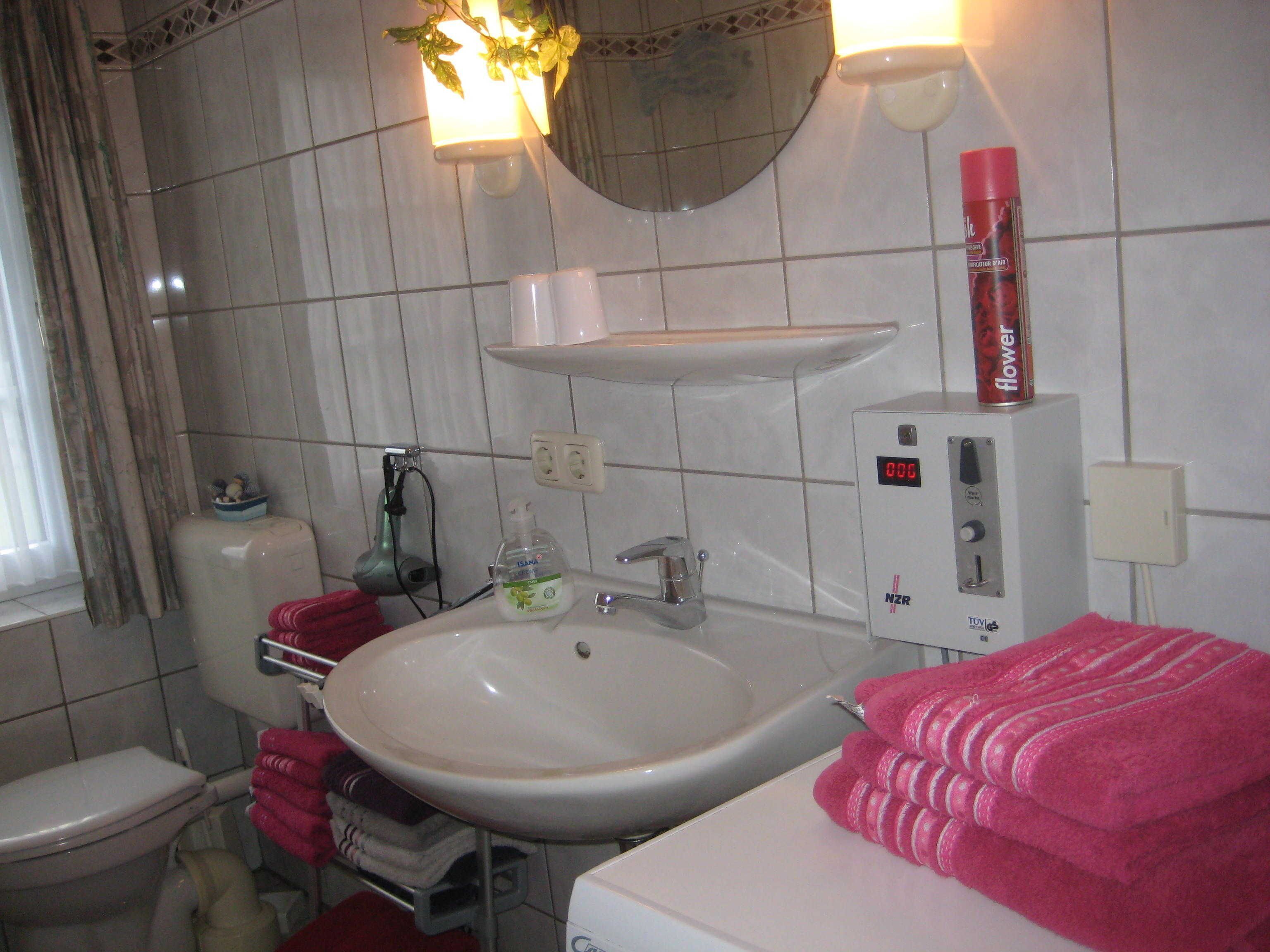 Dusj, hårføner og håndklær