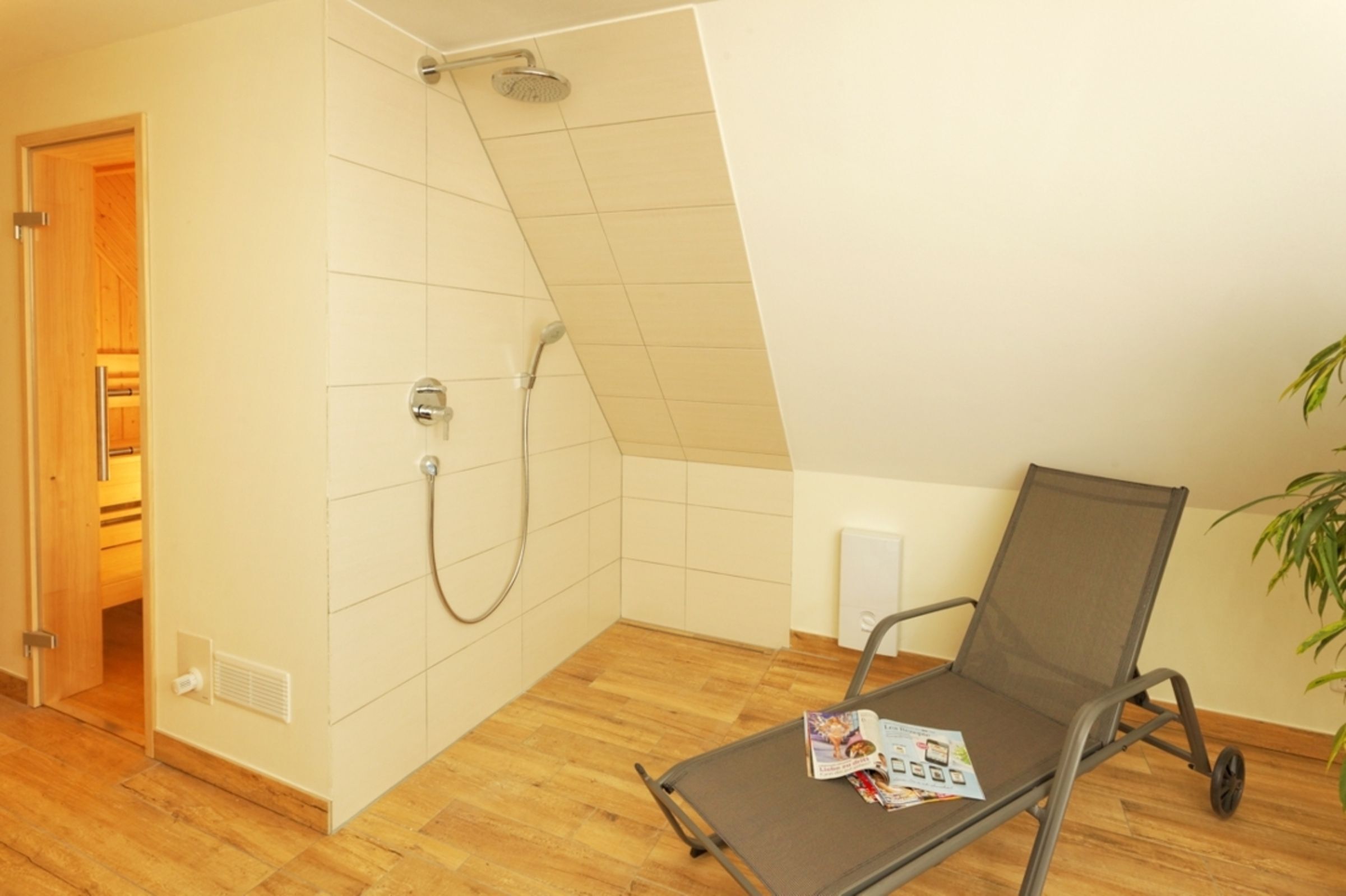 Dusche, Haartrockner, Seife, Toilettenpapier