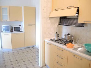 Fridge, microwave, stovetop
