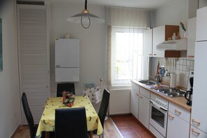 Fridge, microwave, oven