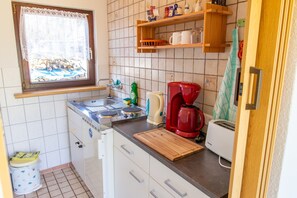 Fridge, dining tables