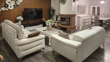 TV, fireplace, DVD player