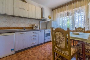 Fridge, oven, stovetop, dishwasher