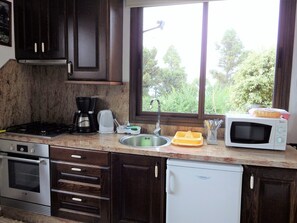 Réfrigérateur, micro-ondes, cafetière/bouilloire, bouilloire électrique