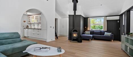 Smart TV, fireplace, DVD player