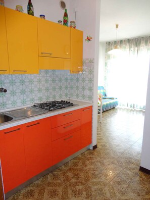 Réfrigérateur, micro-ondes, plaque de cuisson