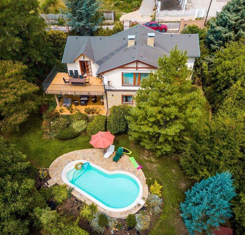 Holiday home with pool and view to Lake Balaton for families