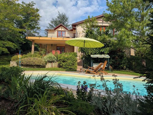 Holiday home with pool and view to Lake Balaton for families