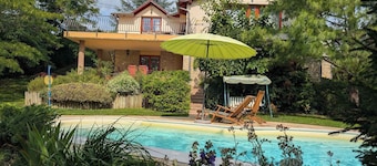 Holiday home with pool and view to Lake Balaton for families