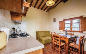 Fridge, stovetop, cookware/dishes/utensils