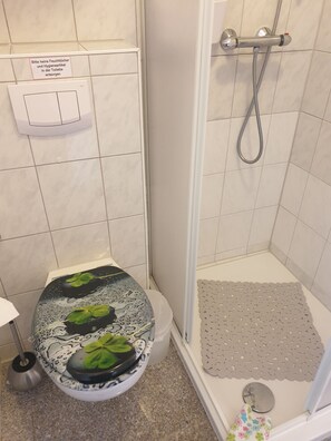 Douche, sèche-cheveux, serviettes fournies