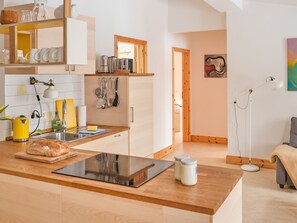 Fridge, oven, dishwasher, high chair
