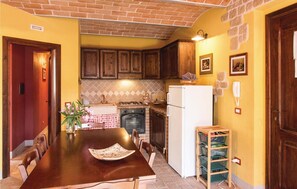 Fridge, stovetop, dishwasher, coffee/tea maker