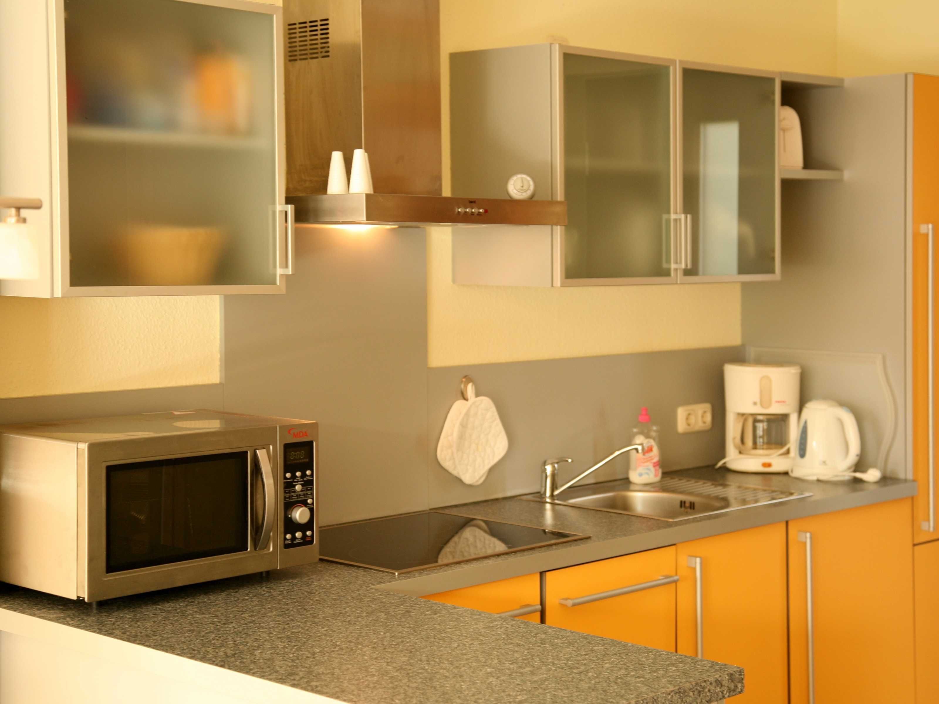 Fridge, microwave, dishwasher, high chair