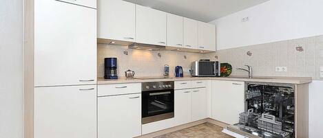 Fridge, microwave, oven, dishwasher