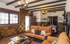 Televisie, een open haard en een tafeltennistafel