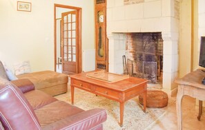 Télévision, cheminée, lecteur de DVD