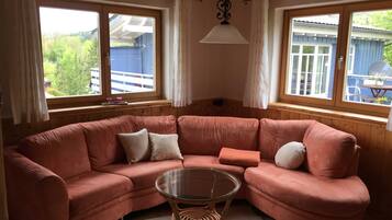 Una televisión, una chimenea