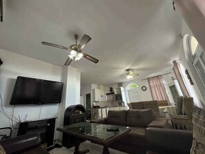 Televisión y chimenea 