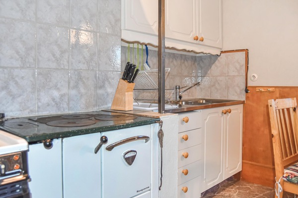 Fridge, stovetop, dishwasher, coffee/tea maker