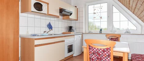 Fridge, microwave, oven, highchair