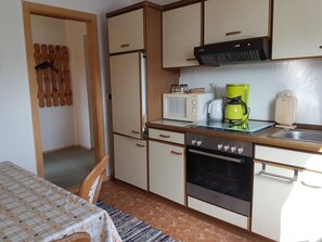 Fridge, microwave, oven