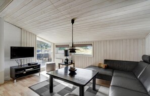 Télévision, cheminée, lecteur de DVD