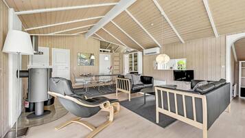 Télévision, cheminée, lecteur de DVD