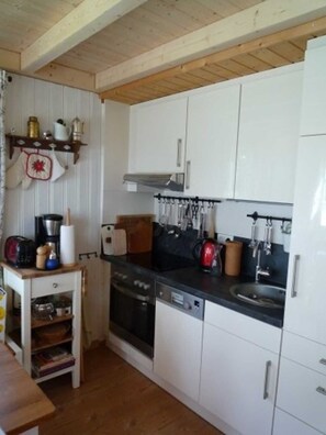 Fridge, oven, dishwasher, coffee/tea maker