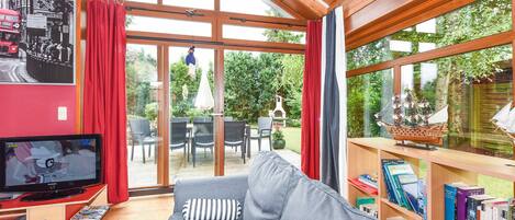 Televisión y chimenea