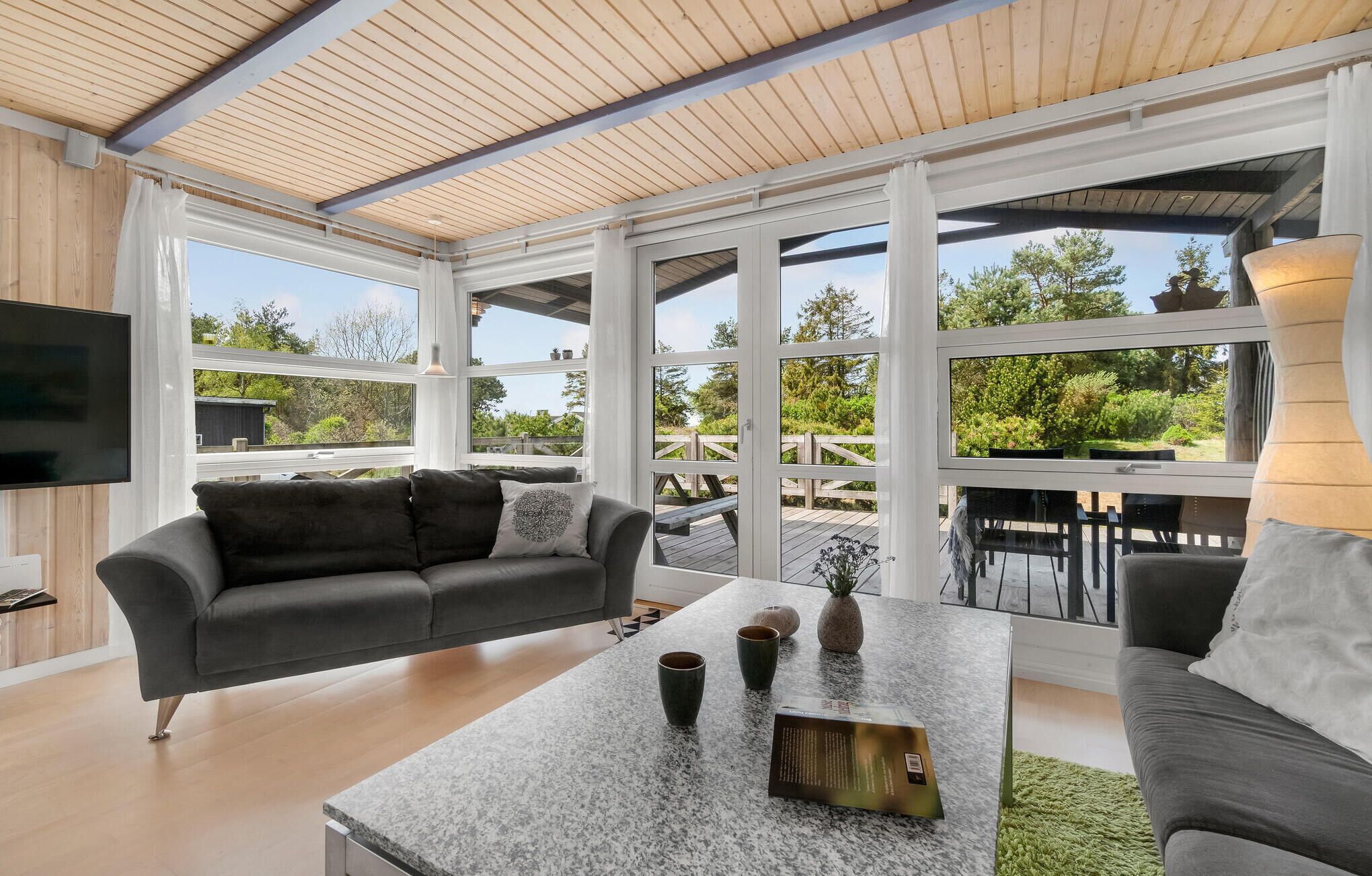 TV, caminetto, lettore DVD, impianto stereo