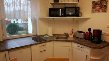 Fridge, microwave, oven, highchair