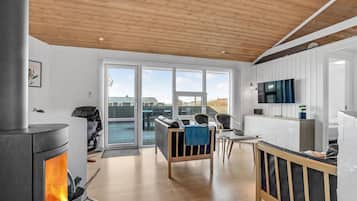 Una Smart TV, una chimenea