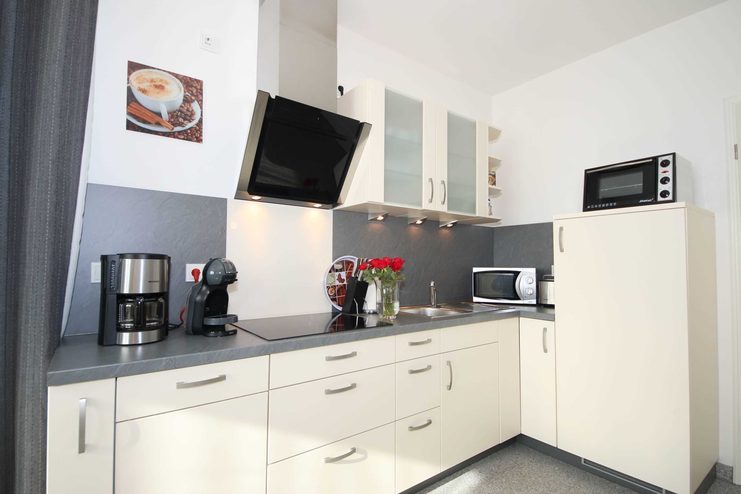 Fridge, microwave, oven, dishwasher