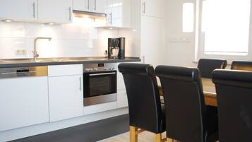 Fridge, oven, dishwasher, highchair