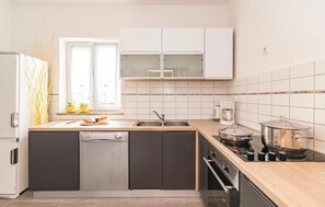 Fridge, microwave, stovetop, dishwasher