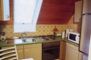 Fridge, microwave, oven, toaster