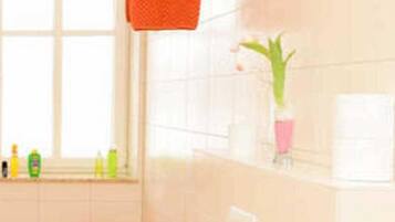 Een douche, een haardroger, handdoeken