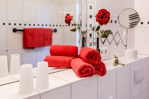 Séchoir à cheveux, serviettes fournies