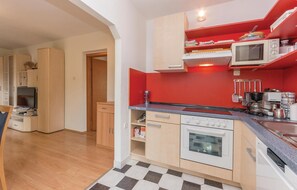 Kühlschrank, Mikrowelle, Herdplatte, Geschirrspüler