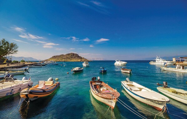 Guests can enjoy stunning marina views and access to the water.
