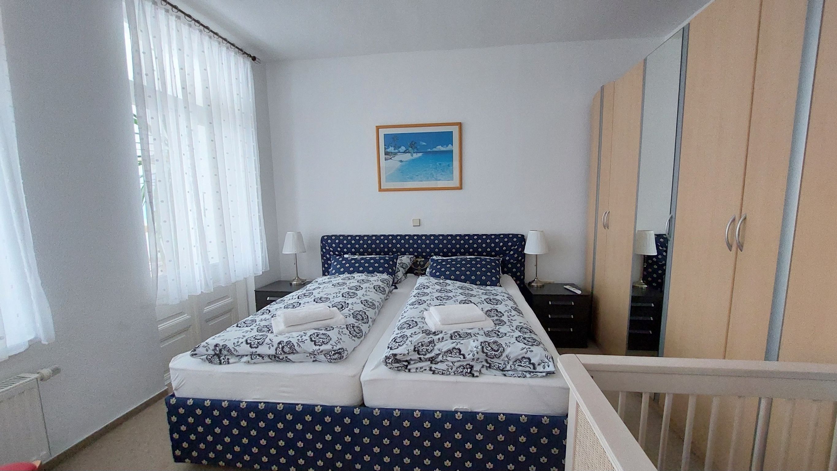 2 bedrooms, travel crib, WiFi, bed sheets