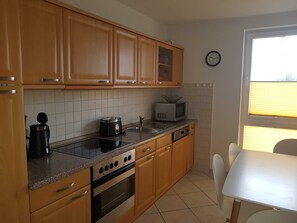 Fridge, microwave, oven, dishwasher