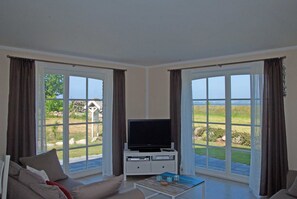 Televisión y chimenea 